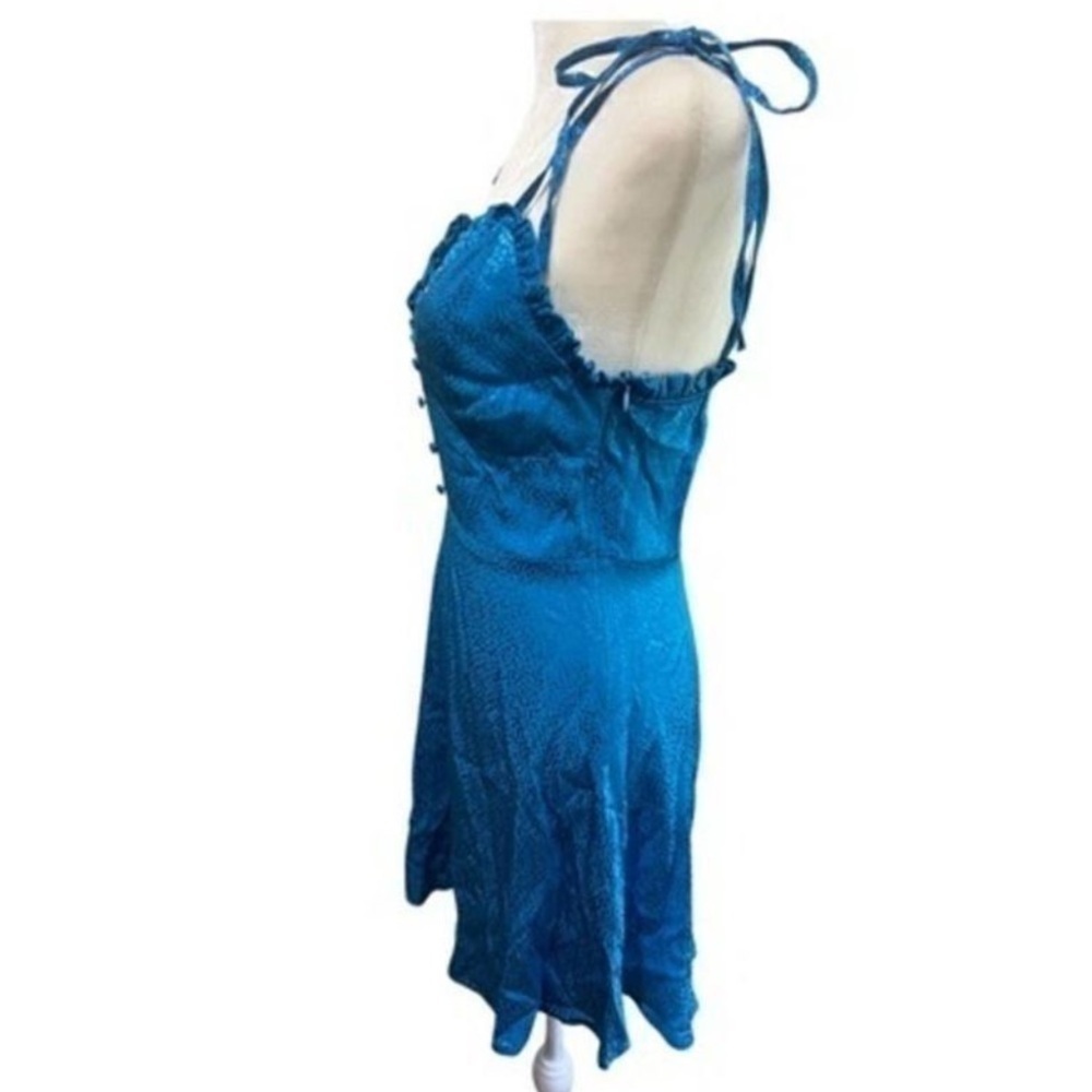 Zara Womens Blue Satin Fit and Flare Mini Dress Size S - Picture 5 of 10